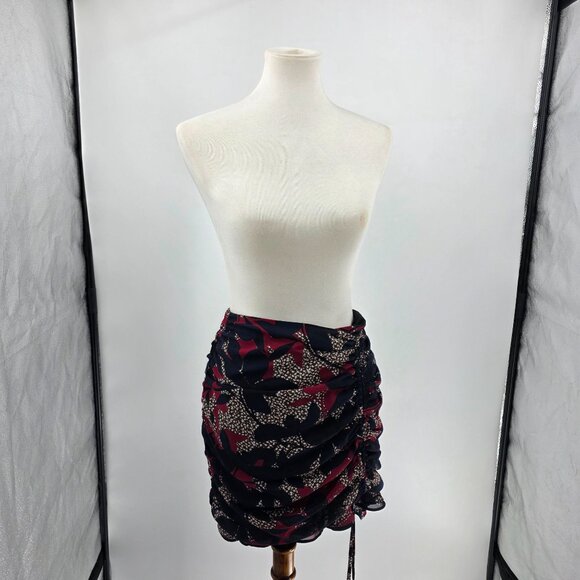 Bar III Womens Ruched Mini Skirt Size 2 Floral Print Polyester Blend - Picture 6 of 12